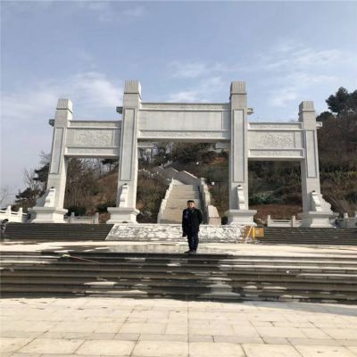 墓地门口大型大理石石雕牌坊博鱼网页版
