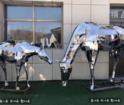 几何鹿公园博鱼网页版城市广场园林景观摆件抽象鹿动物不锈钢博鱼网页版