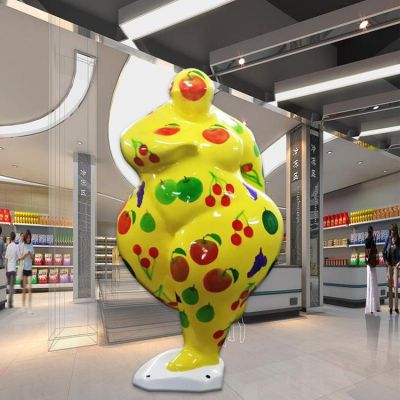 商场玻璃钢彩绘创意大型抽象人物摆件
