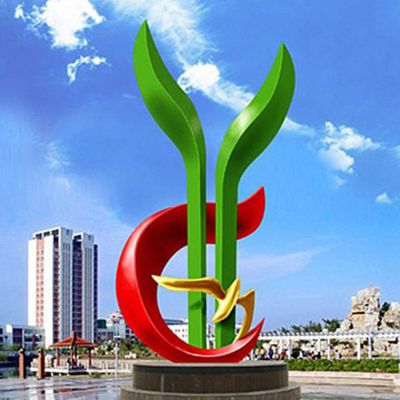 户外广场不锈钢彩绘园林景观摆件