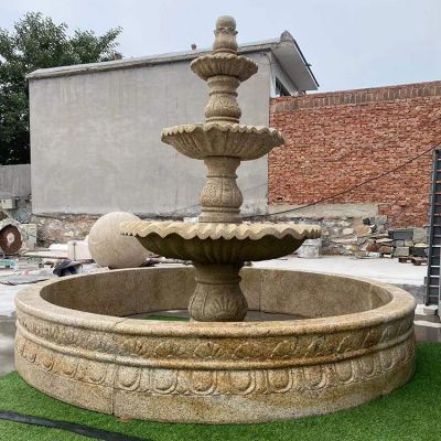 黄蜡石石雕喷泉水钵
