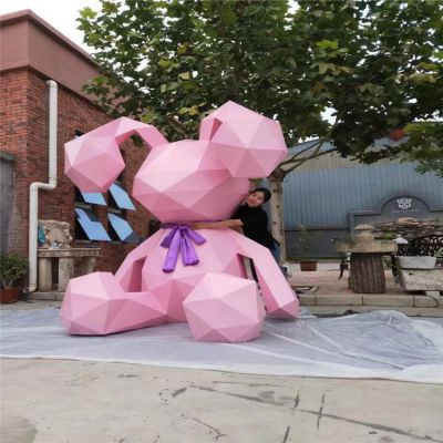 玻璃钢户外几何大型彩绘兔子博鱼网页版