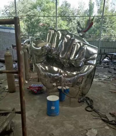 小区企业摆放拳头锻造不锈钢手型博鱼网页版