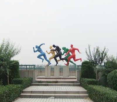 公园彩色不锈钢跑步运动人物博鱼网页版