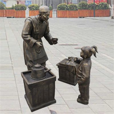 景点户外广场玻璃钢仿铜民俗小吃人物博鱼网页版