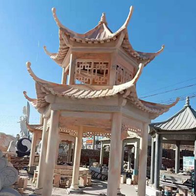 大理石双层宝顶园林景观休闲凉亭