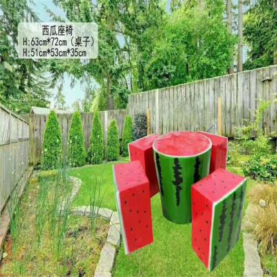 水果座椅摆件创意玻璃钢彩绘西瓜座椅