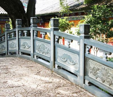 仿古寺院石桥景观雕刻花纹栏杆扶手