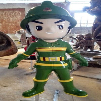 玻璃钢卡通彩绘消防员学校宣传公仔博鱼网页版小品