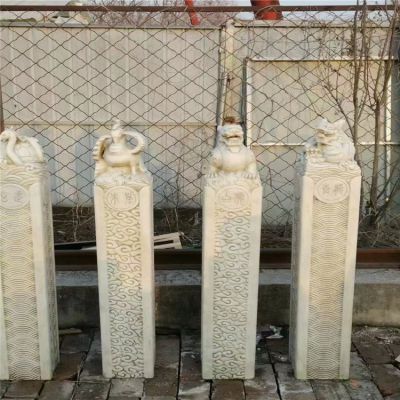 青石仿古四神栓马柱中式庭院摆件
