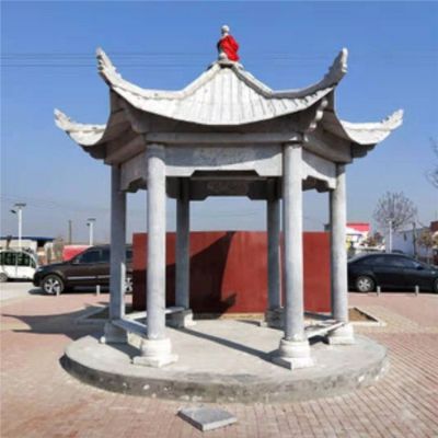 户外公园大理石石雕中式六角凉亭博鱼网页版