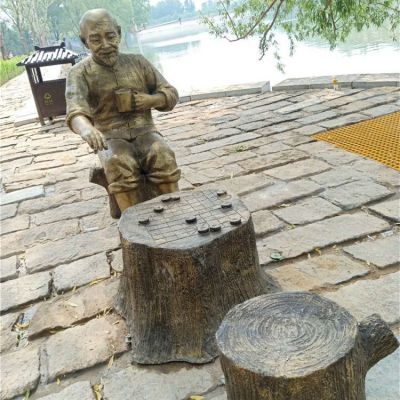 玻璃钢树墩，棋盘，老头，公园情景博鱼网页版