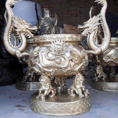 寺庙庭院铜雕浮雕龙 香炉鼎博鱼网页版