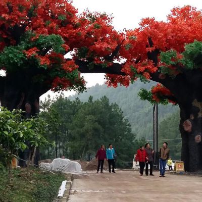 游乐园景区假树大门 园林景观仿木博鱼网页版