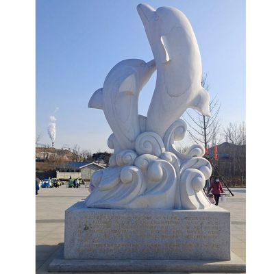 海洋馆户外摆放石雕海豚 喷水博鱼网页版摆件