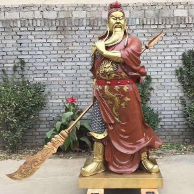 寺庙供奉玻璃钢仿铜关公武财神站立神像