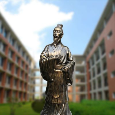 医学院广场摆放教育家孟子玻璃钢仿铜雕像