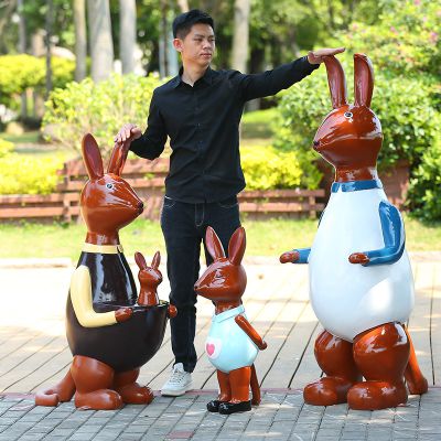 儿童乐园站立一家四口玻璃钢袋鼠博鱼网页版