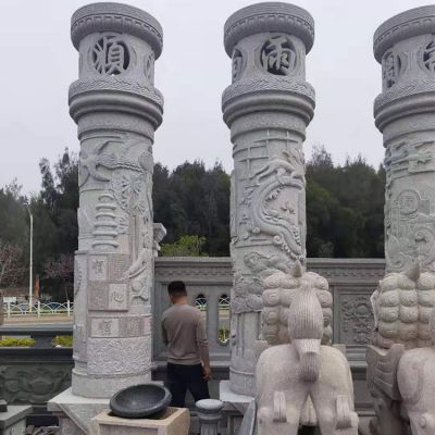 景区园林仿古石雕龙柱 花岗岩大理石景观柱博鱼网页版
