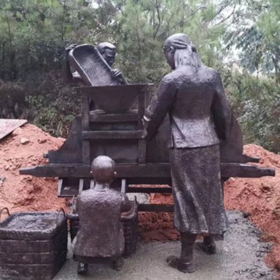 城市步行街玻璃钢仿铜民俗人物景观博鱼网页版摆件