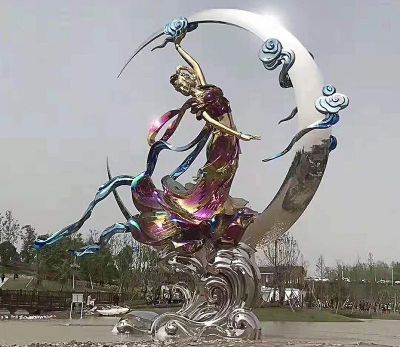 城市广场烤漆不锈钢嫦娥奔月博鱼网页版