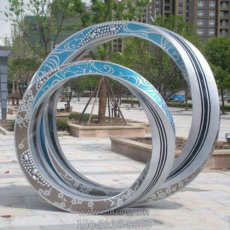 大型环形镜面不锈钢博鱼网页版 户外城市公园景观摆件