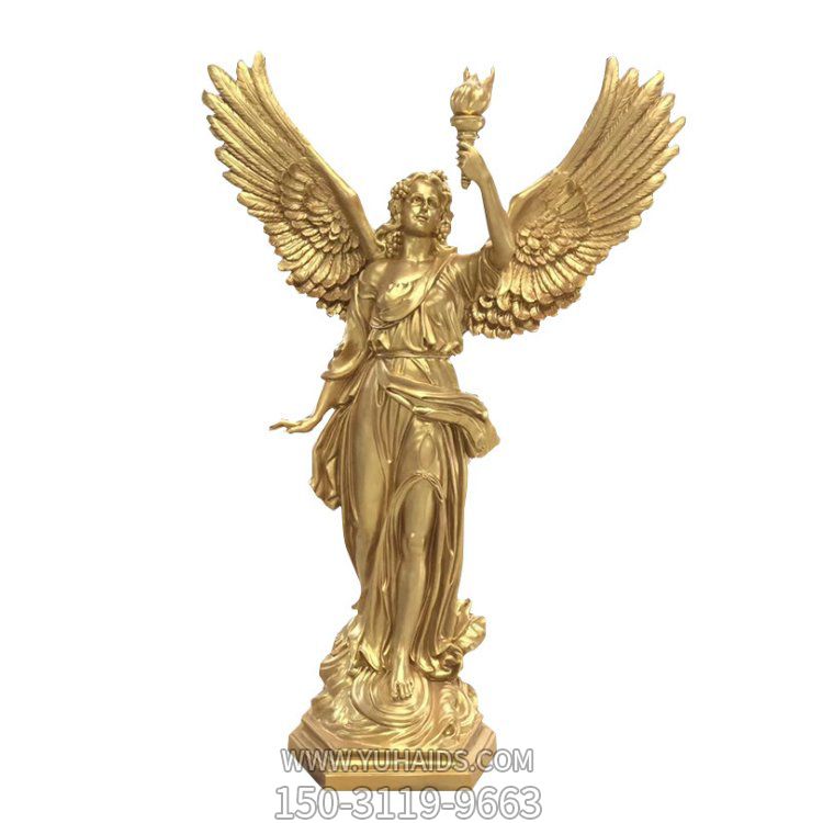 园林广场玻璃钢喷金烤漆西方天使博鱼网页版