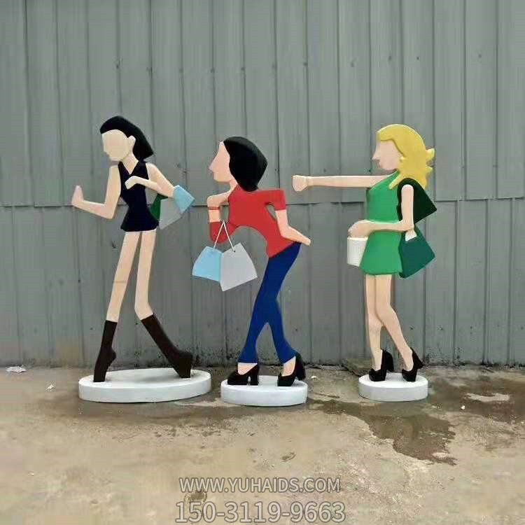 商场户外摆放玻璃钢彩绘购物人雕像博鱼网页版