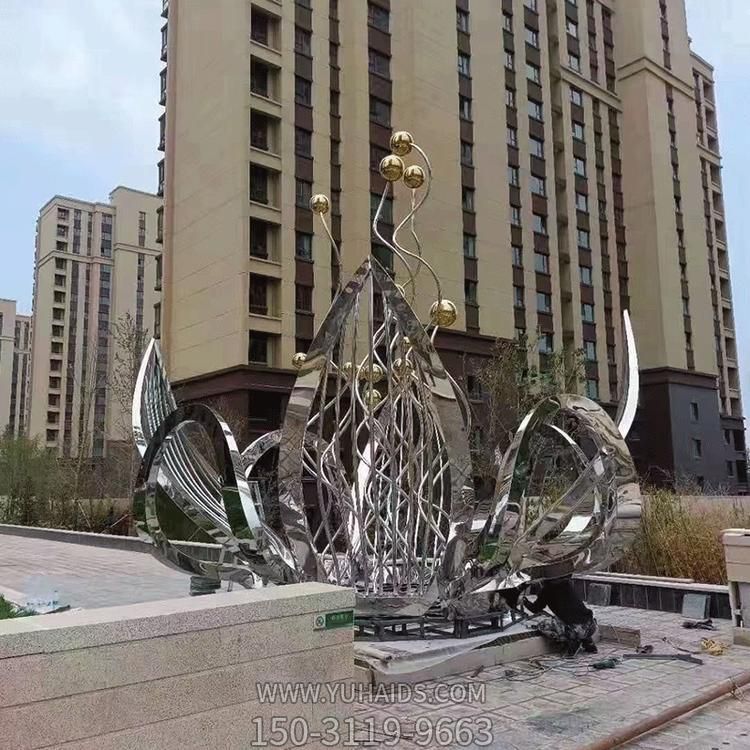 别墅小区大型不锈钢抽象莲花景观摆件博鱼网页版