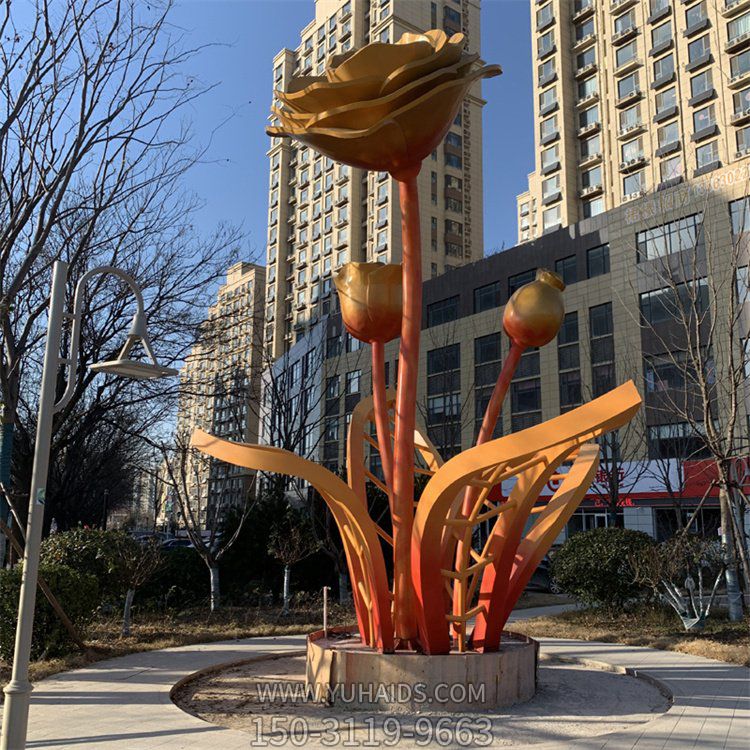 小区公园大型不锈钢创意花朵摆件博鱼网页版