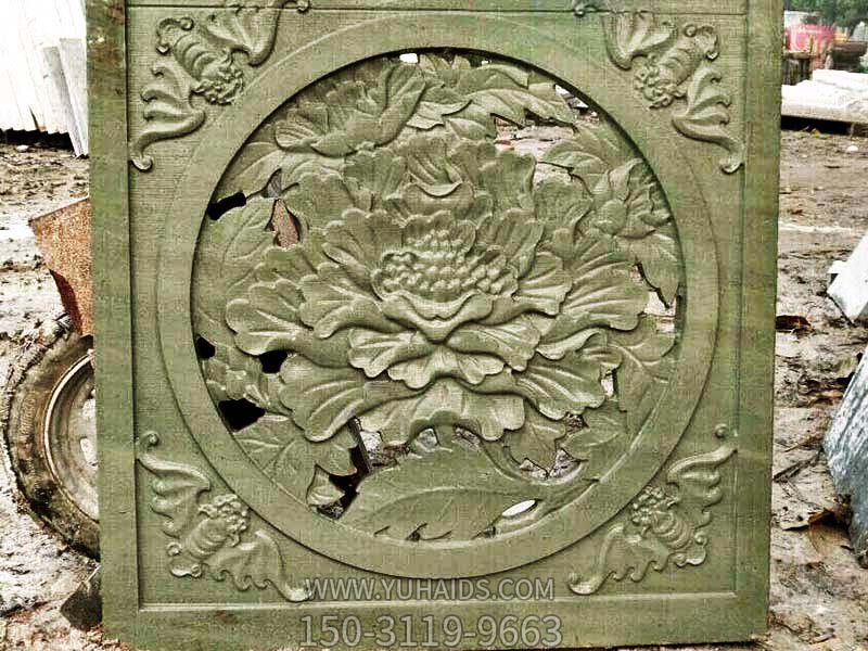 牡丹花浮雕青石雕照壁博鱼网页版