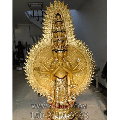 寺庙摆放贴金彩绘大型铜观音佛像博鱼网页版