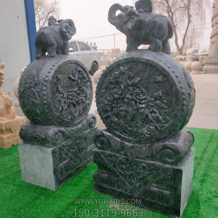 青石石雕庭院门口一对抱鼓石博鱼网页版