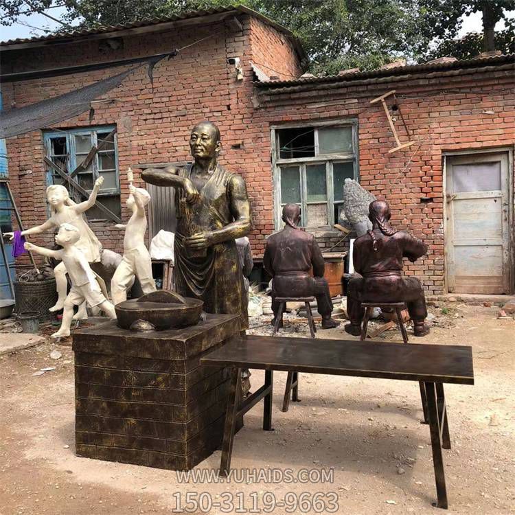 城市街道路边商贩玻璃钢仿铜人物摆件民俗小品博鱼网页版