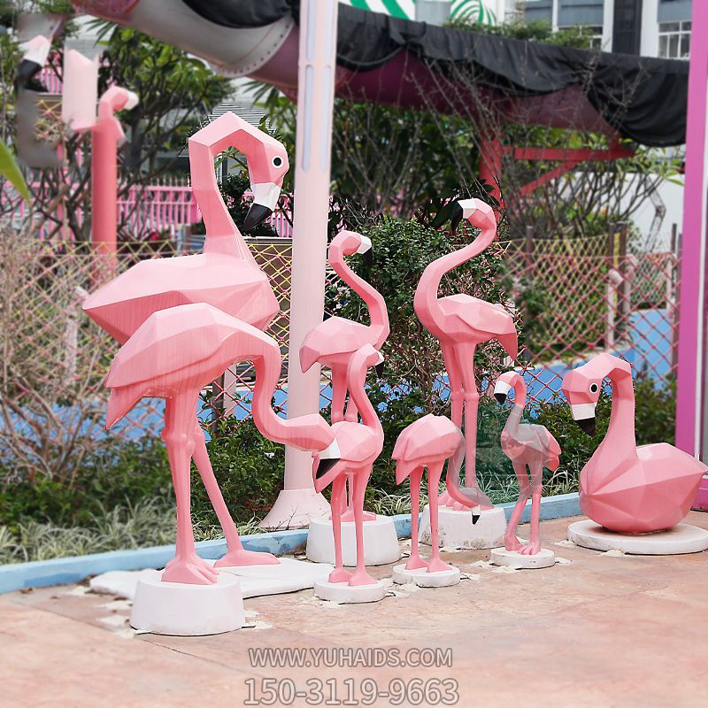 公园景区大型几何博鱼网页版户外装饰景观火烈鸟博鱼网页版