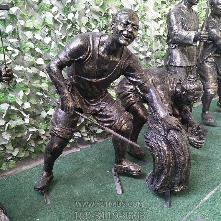 玻璃钢仿铜色割稻子、插秧等干货农民塑像博鱼网页版
