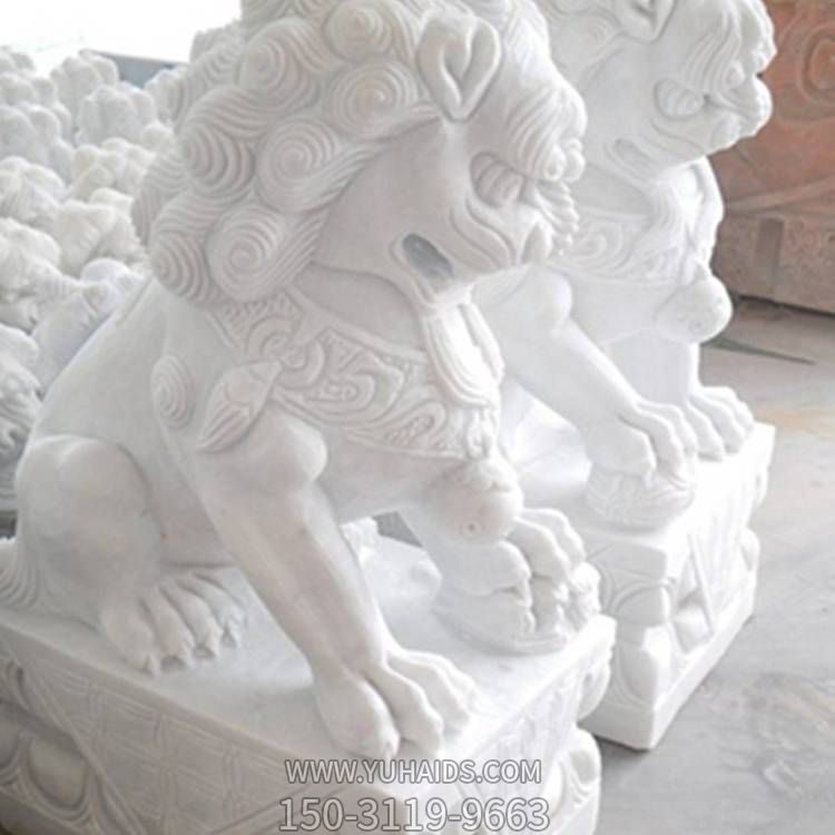 汉白玉石雕园林景观大型门口镇宅狮子博鱼网页版