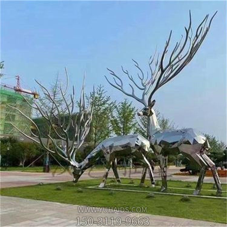 不锈钢镜面户外广场抽象梅花鹿博鱼网页版