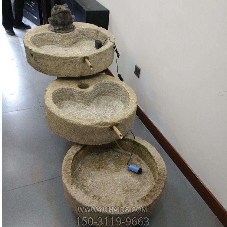 公司室内摆放老旧石槽石头花盆石缸水槽流水景观组合牛马猪槽石磨摆件博鱼网页版
