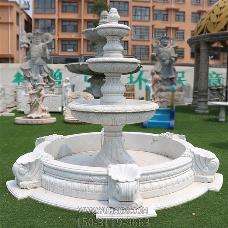 大理石石雕别墅小区多层流水摆件喷泉博鱼网页版