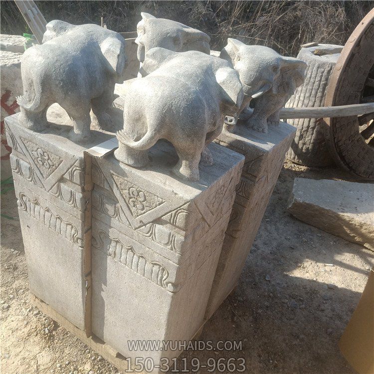 园林景观大型动物大象石柱拴马桩摆件博鱼网页版