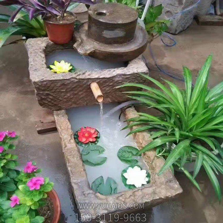 中式庭院装饰老石槽流水景观摆件博鱼网页版