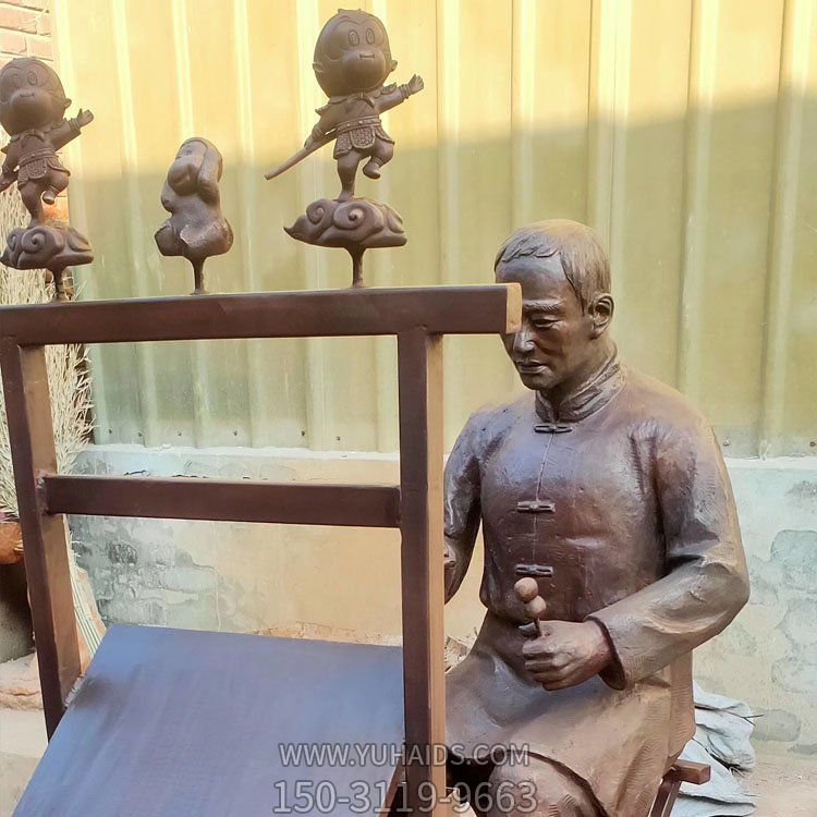 玻璃钢仿铜民俗捏泥人张小品步行街景观博鱼网页版摆件