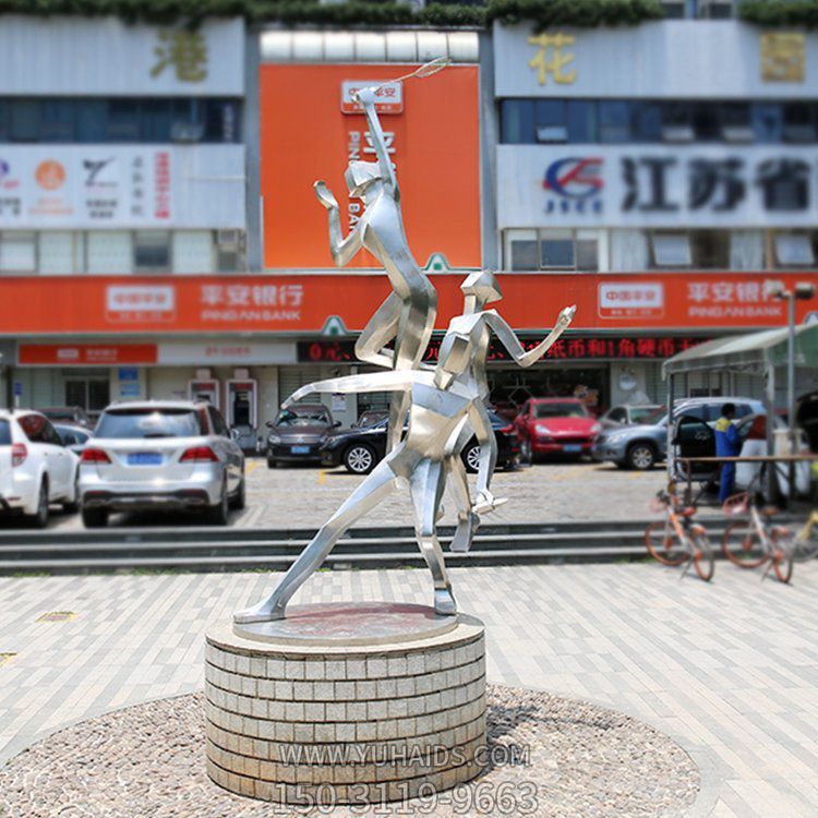 城市街道不锈钢几何抽象园林打羽毛球的人物博鱼网页版