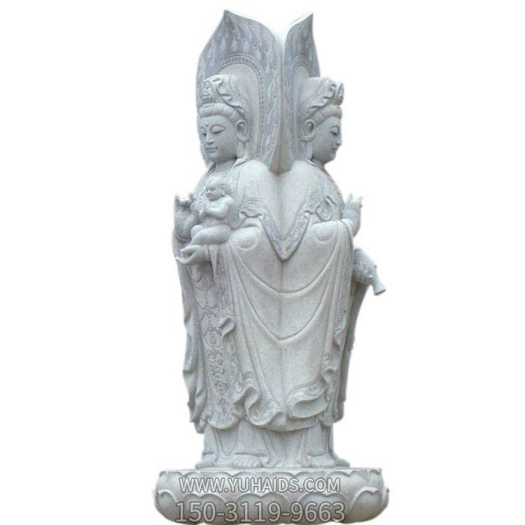 景点汉白玉浮雕三面观音佛像博鱼网页版摆件