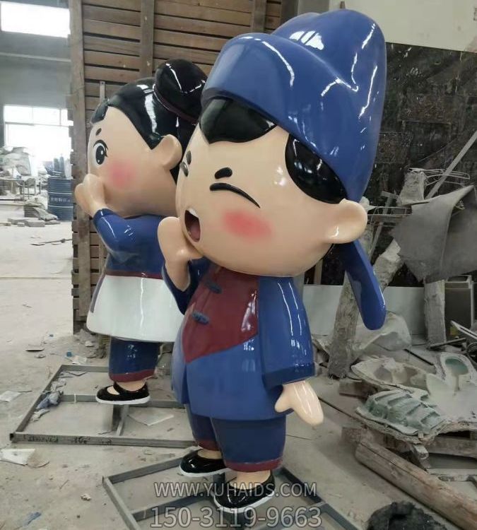 饭店门口玻璃钢卡通古代人偶摆件博鱼网页版