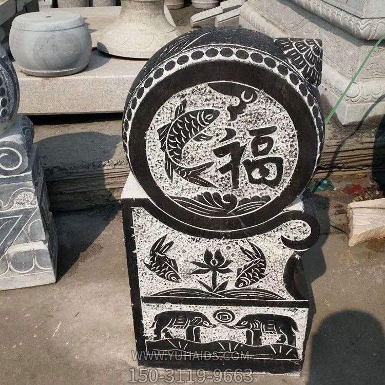 青石浮雕鲤鱼户外景观抱鼓石博鱼网页版