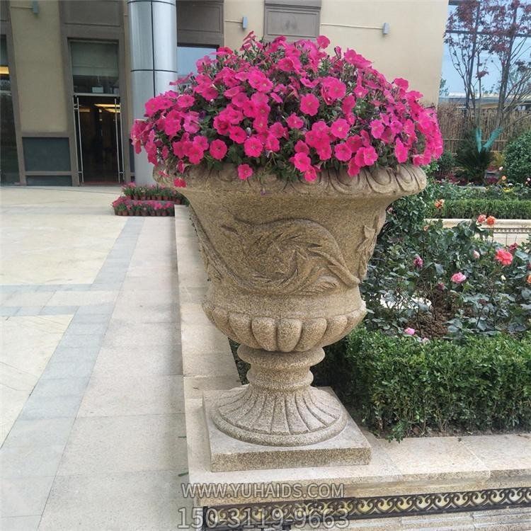 园林小区摆放黄锈石花岗岩花钵花盆博鱼网页版