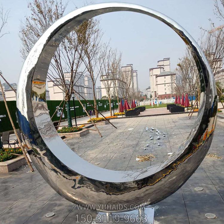 镜面不锈钢户外水景圆环博鱼网页版摆件