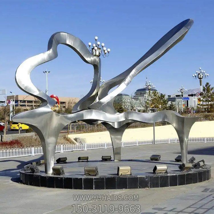 广场大型不锈钢抽象创意景观摆件博鱼网页版